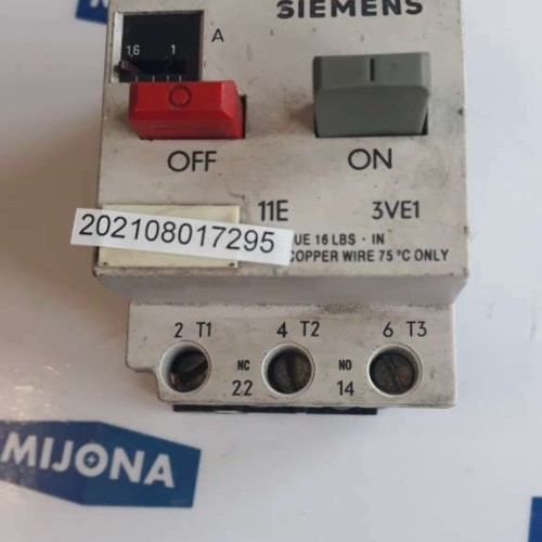 Siemens 3VE1010 2G 1 1,6A 19,2A MANUAL MOTOR STARTER Siemens 3VE1010 2G 1 1,6A 19,2A MANUAL MOTOR STARTER