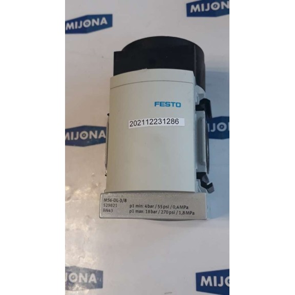 Festo MS6 DL 3 8 529821 4BAR 55 PSI 0,4MPA 18BAR 270 PSI 1,8MPA MS6-DL-3/8 Festo MS6 DL 3 8 529821 4BAR 55 PSI 0,4MPA 18BAR 270 PSI 1,8MPA MS6-DL-3/8