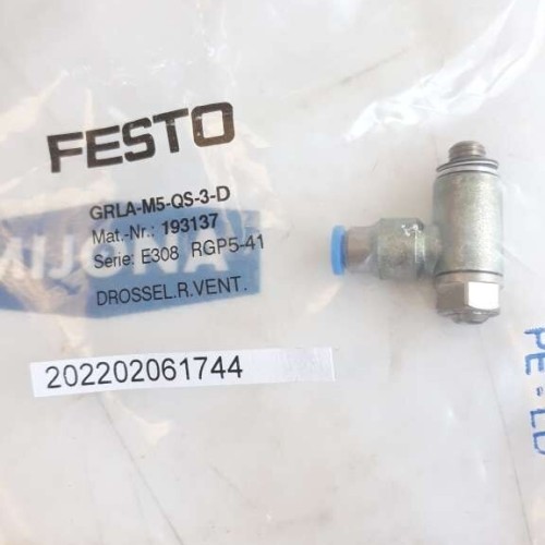 FESTO GRLA M5 QS 3 D 193137 Flow Control Valve FESTO GRLA M5 QS 3 D 193137 Flow Control Valve