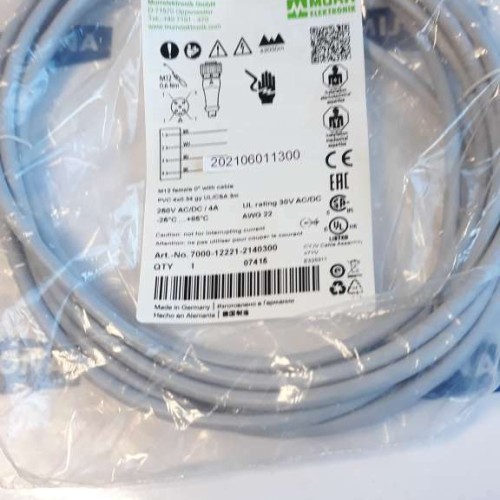 Murr Elektronik 7000 12221 2140300 FEMALE M12 0°C cable 3m 250V AC DC 4A Murr Elektronik 7000 12221 2140300 FEMALE M12 0°C cable 3m 250V AC DC 4A