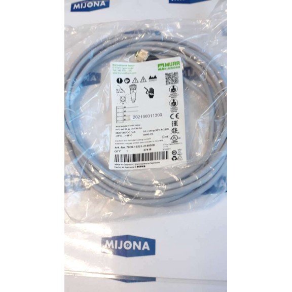 Murr Elektronik 7000 12221 2140300 FEMALE M12 0°C cable 3m 250V AC DC 4A Murr Elektronik 7000 12221 2140300 FEMALE M12 0°C cable 3m 250V AC DC 4A