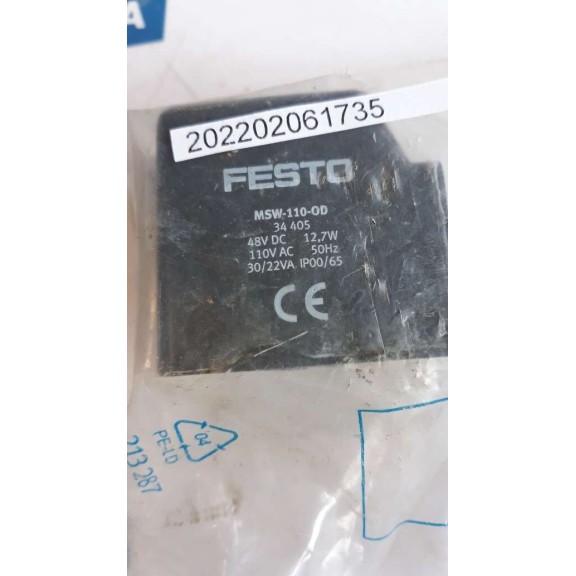 Festo MSW 110 OD 34405 COIL 48VDC 12,7W 110VAC 50HZ 30 22VA IP00 65 Festo MSW 110 OD 34405 COIL 48VDC 12,7W 110VAC 50HZ 30 22VA IP00 65