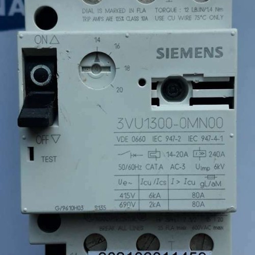 SIEMENS 3VU1300 0MN00 Starter Protector Circuit Breaker 50 60Hz 3VU13000MN00 SIEMENS 3VU1300 0MN00 Starter Protector Circuit Breaker 50 60Hz 3VU13000MN00