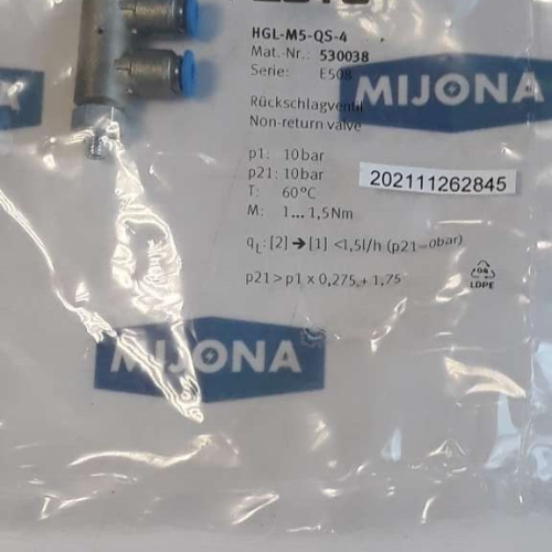 Festo HGL M5 QS 4 530038 NON RETURN VALVE RÜCKSCHLAGVENTIL 10BAR Festo HGL M5 QS 4 530038 NON RETURN VALVE RÜCKSCHLAGVENTIL 10BAR