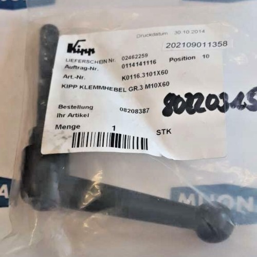 KIPP BLACK K0116 3101X60 Lever POSITION 10 GR 3 M10X60