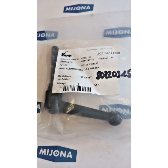 KIPP BLACK K0116 3101X60 Lever POSITION 10 GR 3 M10X60