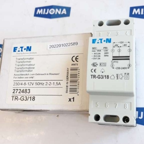 EATON TR G3 18 272483 transformator 230 4 8 12V 50HZ 2 2 1,5A NEW OLD STOCK EATON TR G3 18 272483 transformator 230 4 8 12V 50HZ 2 2 1,5A NEW OLD STOCK