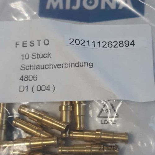 FESTO hose connection Schlauchverbindung 4806 D1 004 Price for 10 psc FESTO hose connection Schlauchverbindung 4806 D1 004 Price for 10 psc