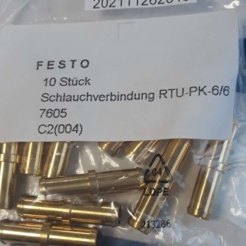 FESTO RTU PK 6 6 hose connection Schlauchverbindung 7605 c2 004 Price for 10 psc