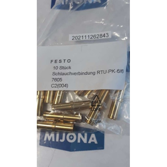 FESTO RTU PK 6 6 hose connection Schlauchverbindung 7605 c2 004 Price for 10 psc FESTO RTU PK 6 6 hose connection Schlauchverbindung 7605 c2 004 Price for 10 psc