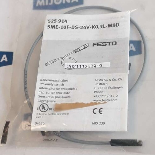 FESTO SME 10F DS 24V K0,3L M8D 525914 Proximity switch Näherungsschalter FESTO SME 10F DS 24V K0,3L M8D 525914 Proximity switch Näherungsschalter