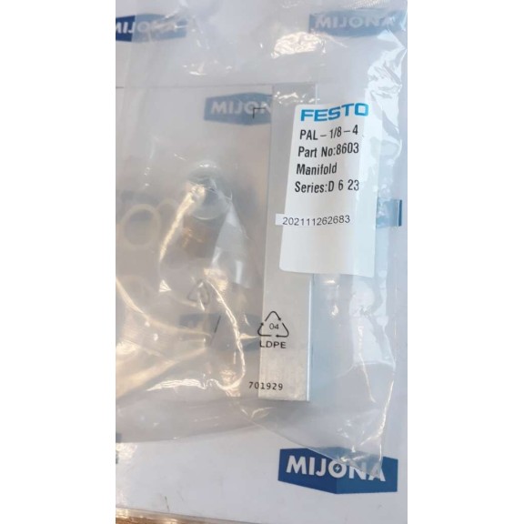 FESTO PAL 1 8 4 MANIFOLD 8603 SERIES D 6 23 PAL-1/8-4 FESTO PAL 1 8 4 MANIFOLD 8603 SERIES D 6 23 PAL-1/8-4