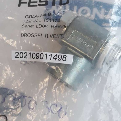 FESTO GRLA 1 4 B 151172 Flow Control Valve Gas connector FESTO GRLA 1 4 B 151172 Flow Control Valve Gas connector