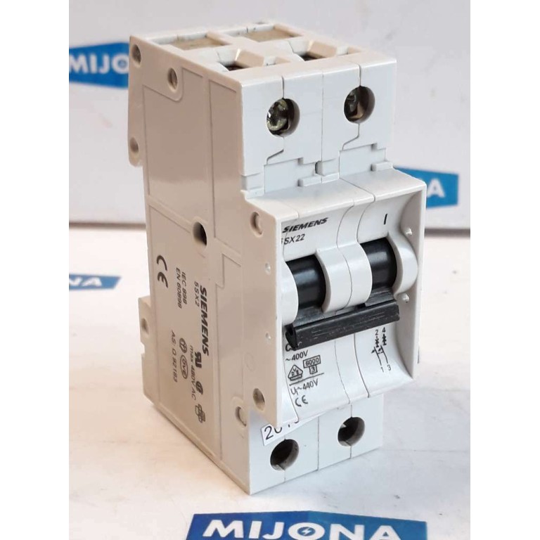 Siemens 5SX22 C2 480 V AC IEC 898 MINIATIURE CIRCUIT BREAKER