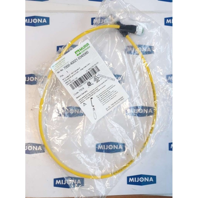 Murr Elektronik 7000 40021 0340060 M12 MALE 0° with cable 0,6m 250V AC DC 4A Murr Elektronik 7000 40021 0340060 M12 MALE 0° with cable 0,6m 250V AC DC 4A