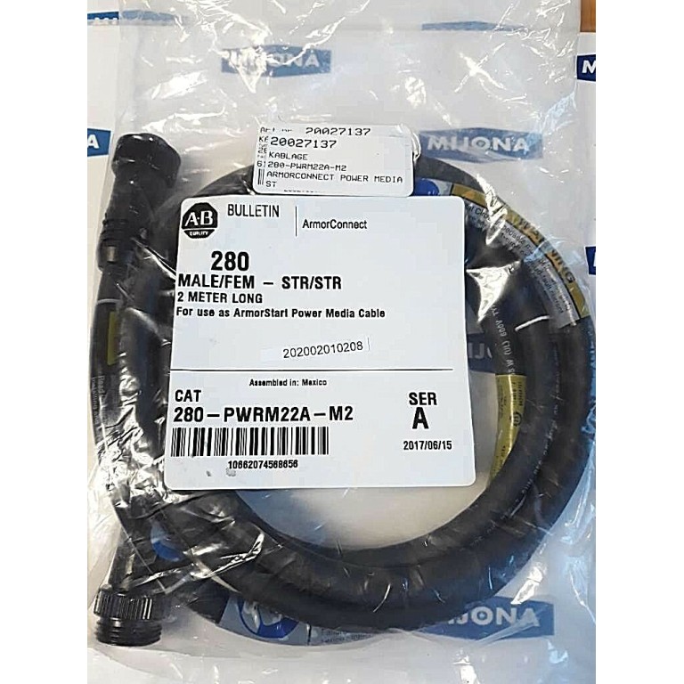 Allen Bradley 280 PWRM22A M2 SER A For use as ArmorStart power media cable 600V