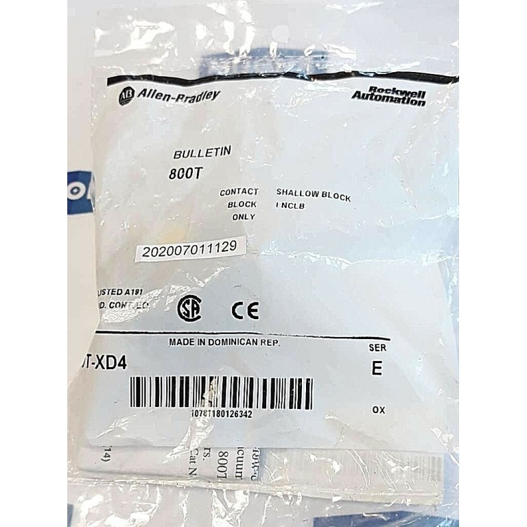 ALLEN BRADLEY 800T XD4 Contact shallow block SER E 600V AC