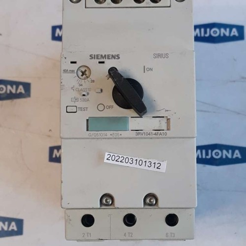 Siemens SIRIUS 3RV1041 4FA10 520A CLASS 10 28-40A 3RV1041-4FA10 Circuit Breaker Siemens SIRIUS 3RV1041 4FA10 520A CLASS 10 28-40A 3RV1041-4FA10 Circuit Breaker