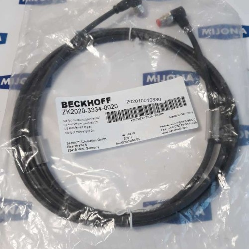 Beckhoff ZK2020 3334 0200 M8 4POL MALE FEMALE ANGLED 2M Beckhoff ZK2020 3334 0200 M8 4POL MALE FEMALE ANGLED 2M