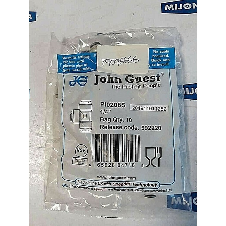 JOHN GUEST PI0208S 1/4 592220 Tube Gray SK266 001 P NSF 51 PRICE FOR 10 PSC JOHN GUEST PI0208S 1/4 592220 Tube Gray SK266 001 P NSF 51 PRICE FOR 10 PSC