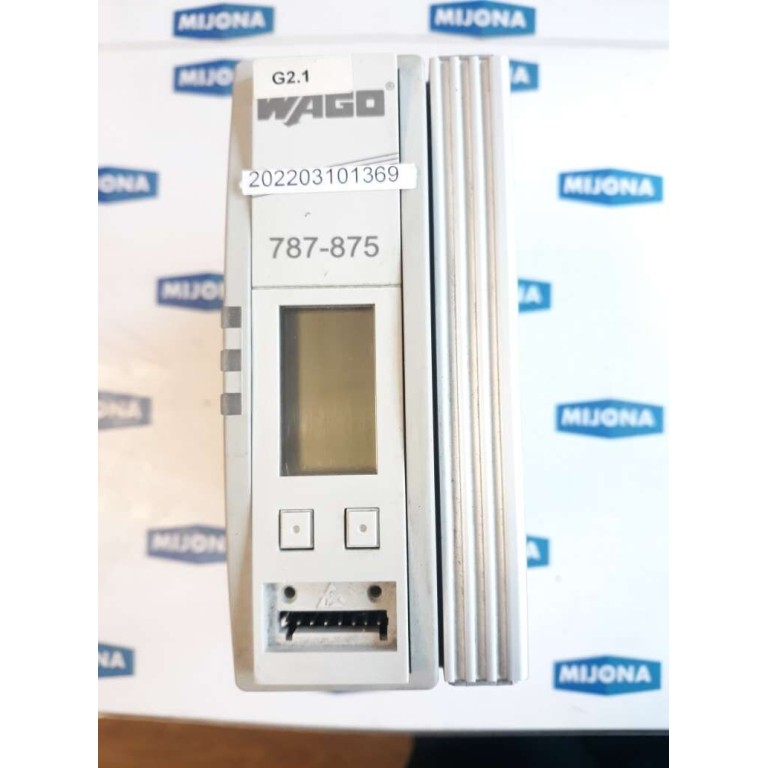 WAGO 787 875 POWER SUPPLY IN: 24VDC 20,4-28,8VDC OUT 24VDC 20,4-28,8VDC 0-20A WAGO 787 875 POWER SUPPLY IN: 24VDC 20,4-28,8VDC OUT 24VDC 20,4-28,8VDC 0-20A