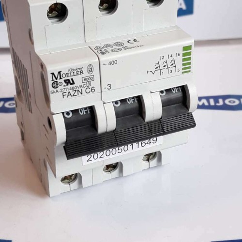 Moeller FAZN C6 3 miniature circuit breaker 5KA 277/480VAC (NEW OLD STOCK)