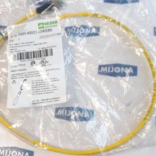 Murr Elektronik 7000 40021 0340060 M12 MALE 0° M12 FEMALE 0° 250V AC DC 0,6M Murr Elektronik 7000 40021 0340060 M12 MALE 0° M12 FEMALE 0° 250V AC DC 0,6M