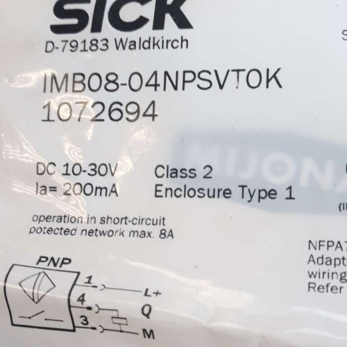 SICK IMB08 04NPSVTOK 1072694 Inductive proximity sensor DC 10 30V CLASS 2