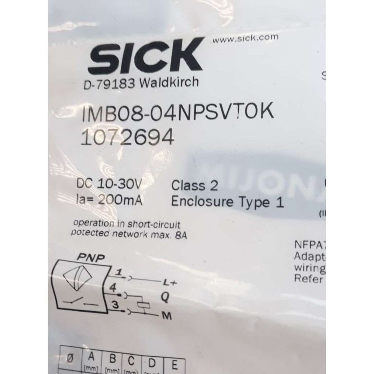 SICK IMB08 04NPSVTOK 1072694 Inductive proximity sensor DC 10 30V CLASS 2