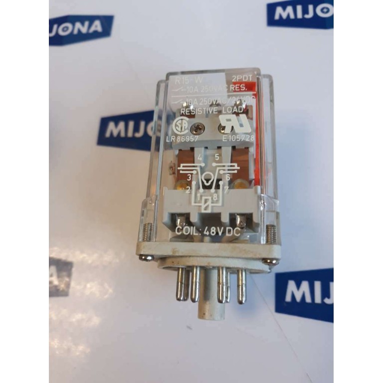 NORSLO R15 W RELAY 2PDT 10A 250VAC 10A 250VAC 24VDC COIL 48VDC R1510 2C 048D