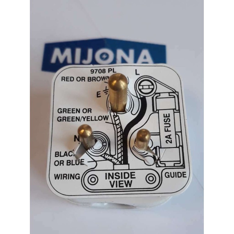 MK 639 WHI 2AMP ROUND 3 PIN PLUG FUSED