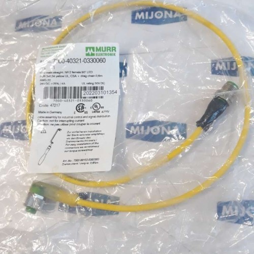 Murr Elektronik 7000 40321 0330060 M12 MALE straight M12 FEMALE 90° 24V DC 4A Murr Elektronik 7000 40321 0330060 M12 MALE straight M12 FEMALE 90° 24V DC 4A