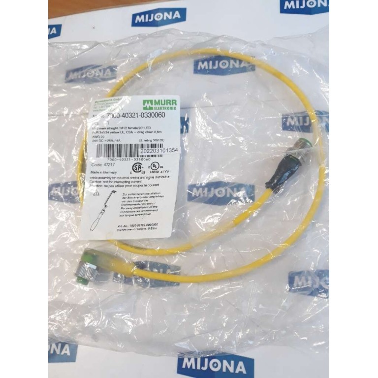 Murr Elektronik 7000 40321 0330060 M12 MALE straight M12 FEMALE 90° 24V DC 4A