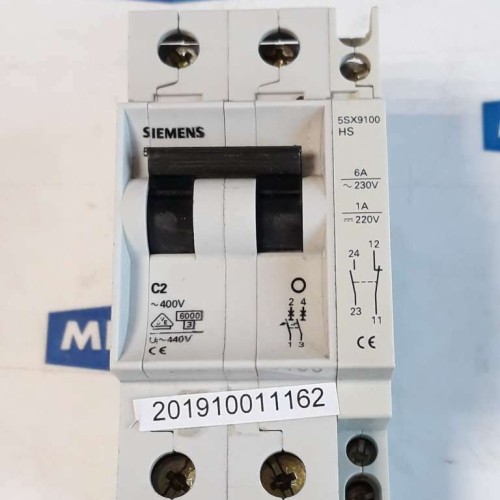 Siemens 5SX22 C2 480 V AC IEC 898 MINIATIURE CIRCUIT BREAKER SIEMENS 5SX9100HS