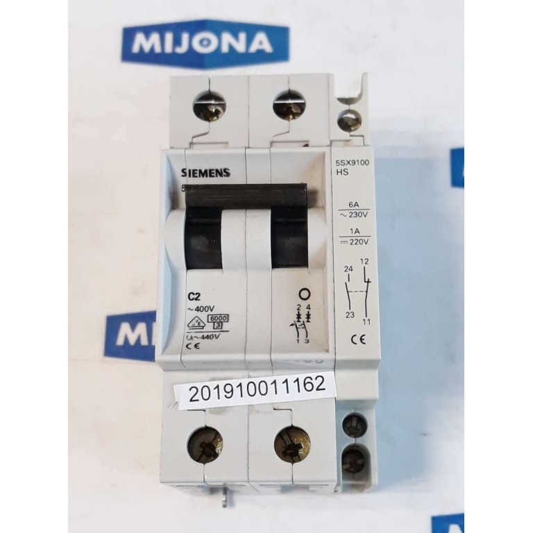 Siemens 5SX22 C2 480 V AC IEC 898 MINIATIURE CIRCUIT BREAKER SIEMENS 5SX9100HS