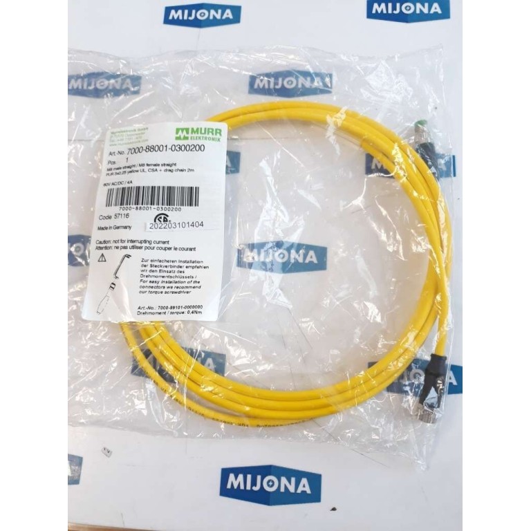 Murr Elektronik 7000 88001 0300200 M8 MALE straight M8 FEMALE STRAIGHT 2m 6 Murr Elektronik 7000 88001 0300200 M8 MALE straight M8 FEMALE STRAIGHT 2m 6