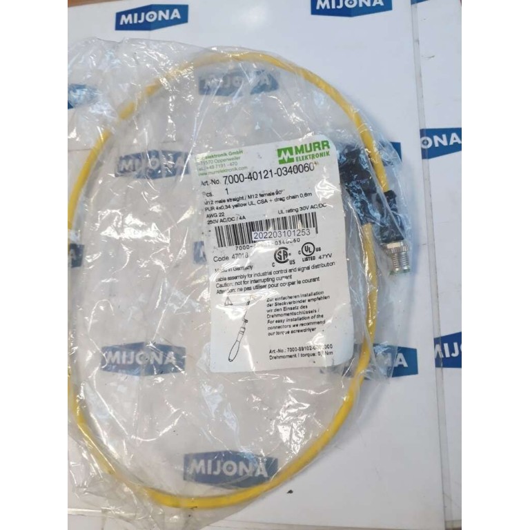 Murr Elektronik 7000 40121 0340060 M12 MALE straight M12 FEMALE 90° 250V AC DC