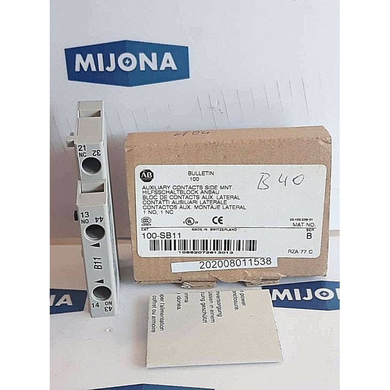 ALLEN BRADLEY 100 SB11 Auxiliary contact ser B 100 S AC 12 690V 10ANEW OLD STOCK