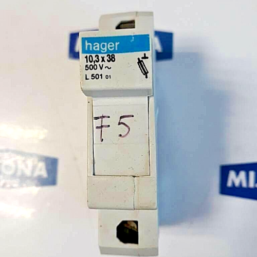 HAGER 10.3X38 500V L 501 01 Circuit Breaker Fuse Holder 1 Pole HAGER 10.3X38 500V L 501 01 Circuit Breaker Fuse Holder 1 Pole