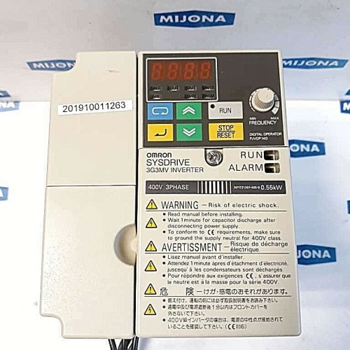 OMRON SYSDRIVE inverter 3G3MV A4004 IP20 IN:380-460V 50/60HZ 2,4A OU: 460V 400hz