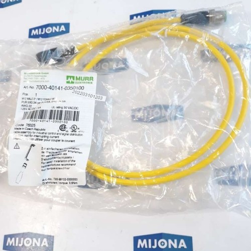 Murr Elektronik 7000 40141 0350100 M12 MALE 0° M12 FEMALE 90° 125V AC DC 4A 1M Murr Elektronik 7000 40141 0350100 M12 MALE 0° M12 FEMALE 90° 125V AC DC 4A 1M