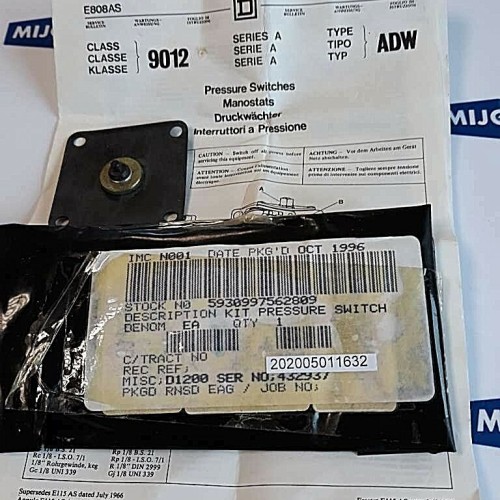 KIT PRESSURE SWITCH FOR SQUARE D CLASS :9012 SERIE: A TYPE: ADW