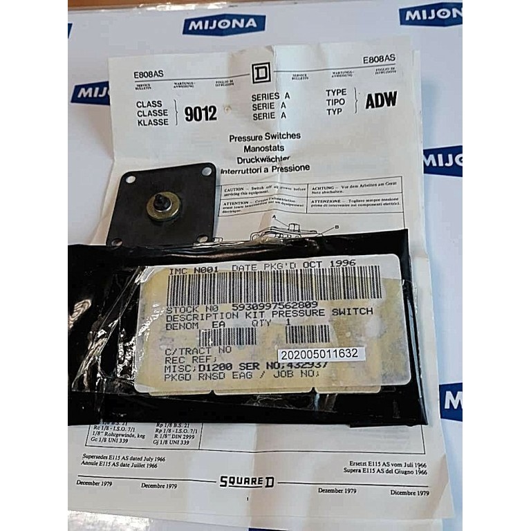 KIT PRESSURE SWITCH FOR SQUARE D CLASS :9012 SERIE: A TYPE: ADW