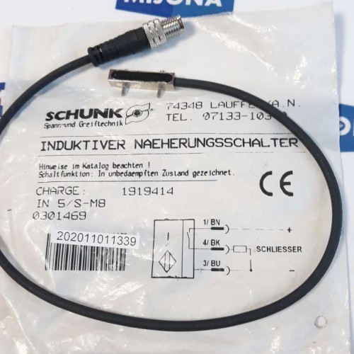 Schunk IN 5 S M8 0301469 INDUKTIVER NAEHERUNGSSHALTER (NEW OLD STOCK)