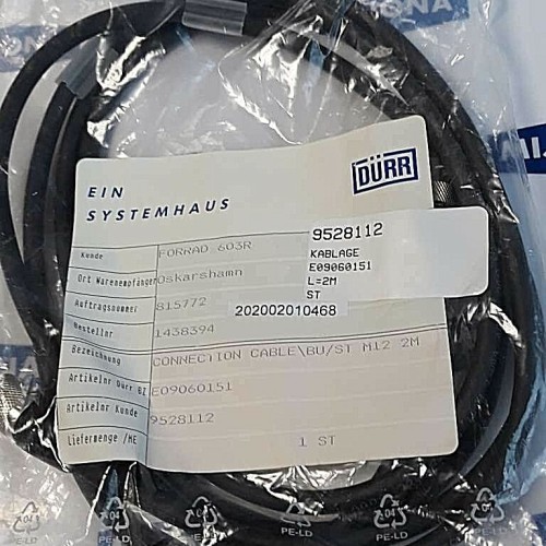 Dürr E09060151 Connection cable BU ST M12 2M E197634 (New old stock)
