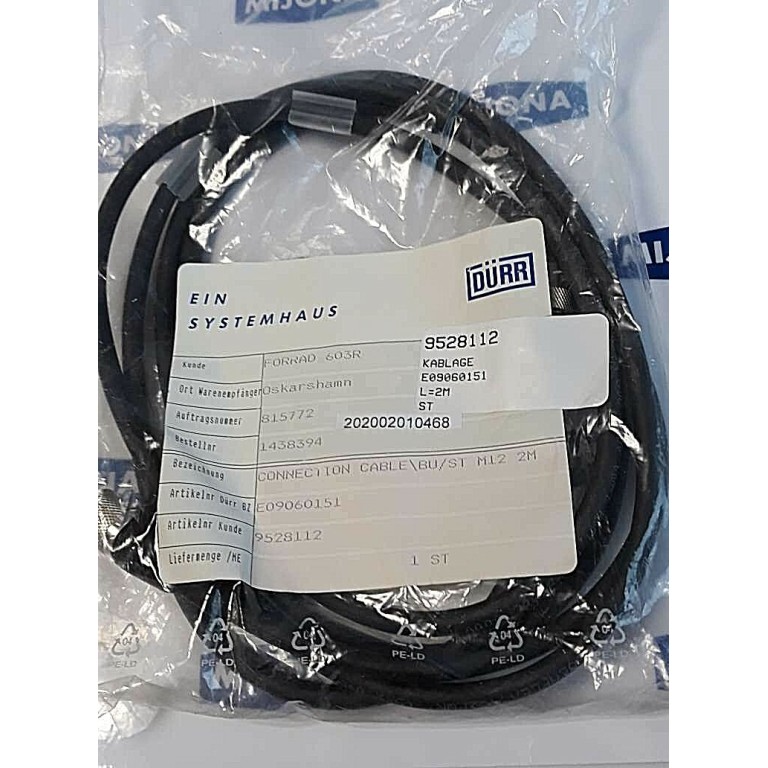 Dürr E09060151 Connection cable BU ST M12 2M E197634 (New old stock)