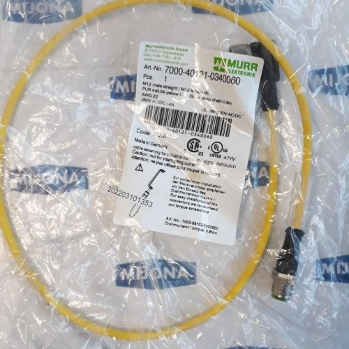 Murr Elektronik 7000 40121 0340060 M12 MALE straight M12 FEMALE 90°2m 250V DC 4A Murr Elektronik 7000 40121 0340060 M12 MALE straight M12 FEMALE 90°2m 250V DC 4A