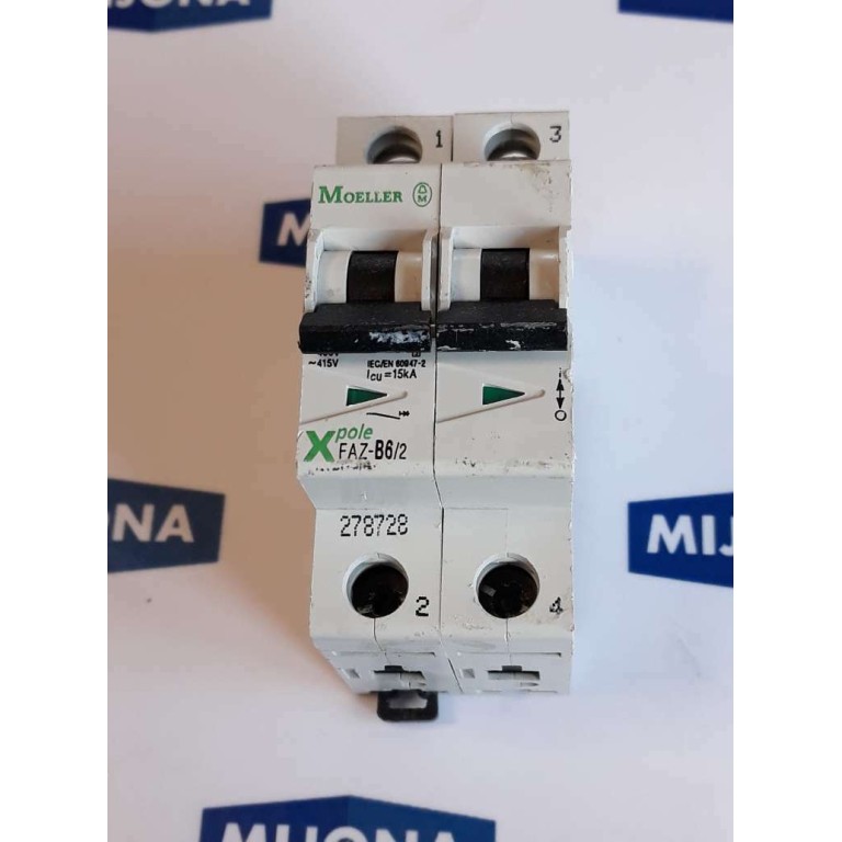 Klöckner Moeller FAZ B6/2 400V 415V 10KA Miniature Circuit Breaker 2POLE Klöckner Moeller FAZ B6/2 400V 415V 10KA Miniature Circuit Breaker 2POLE