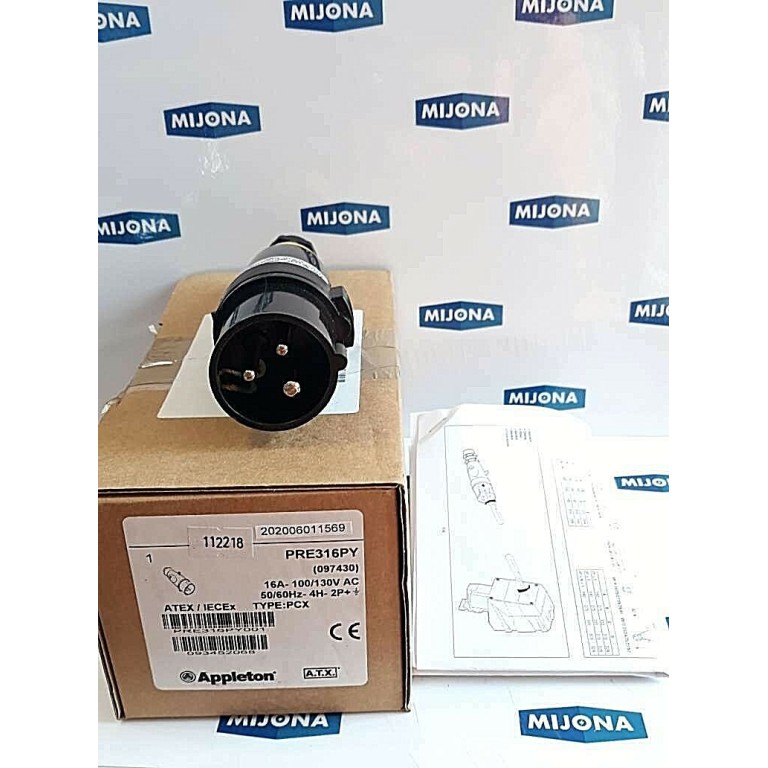 APPLETON TYPE PCX 16A 2P+T 100/130V AC 50/60HZ PRE316PY ATEX IECEX NEW OLD STOCK