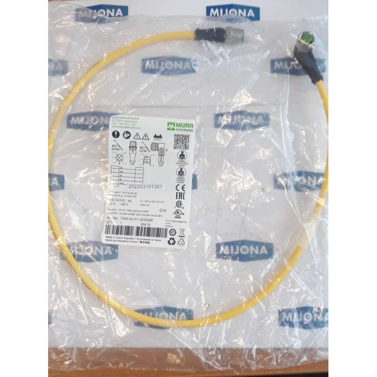Murr Elektronik 7000 40141 0250060 M12 MALE 0° M12 FEMALE 90° 125V AC DC 4A 0,6M Murr Elektronik 7000 40141 0250060 M12 MALE 0° M12 FEMALE 90° 125V AC DC 4A 0,6M